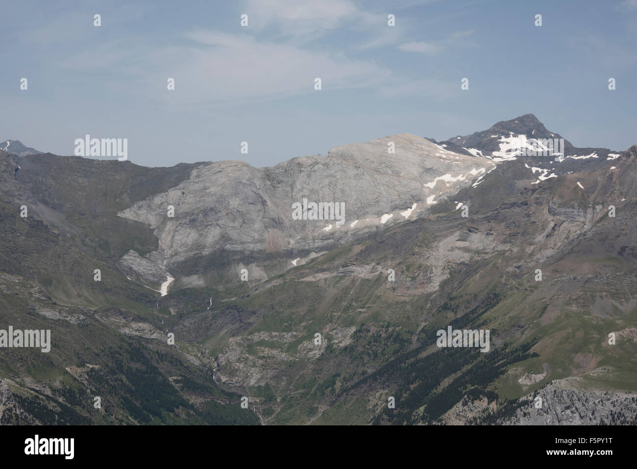 Ansicht von Valle de Pineta, Ordesa y Monte Perdido Nationalpark, Pyrenäen, Spanien. Stockfoto