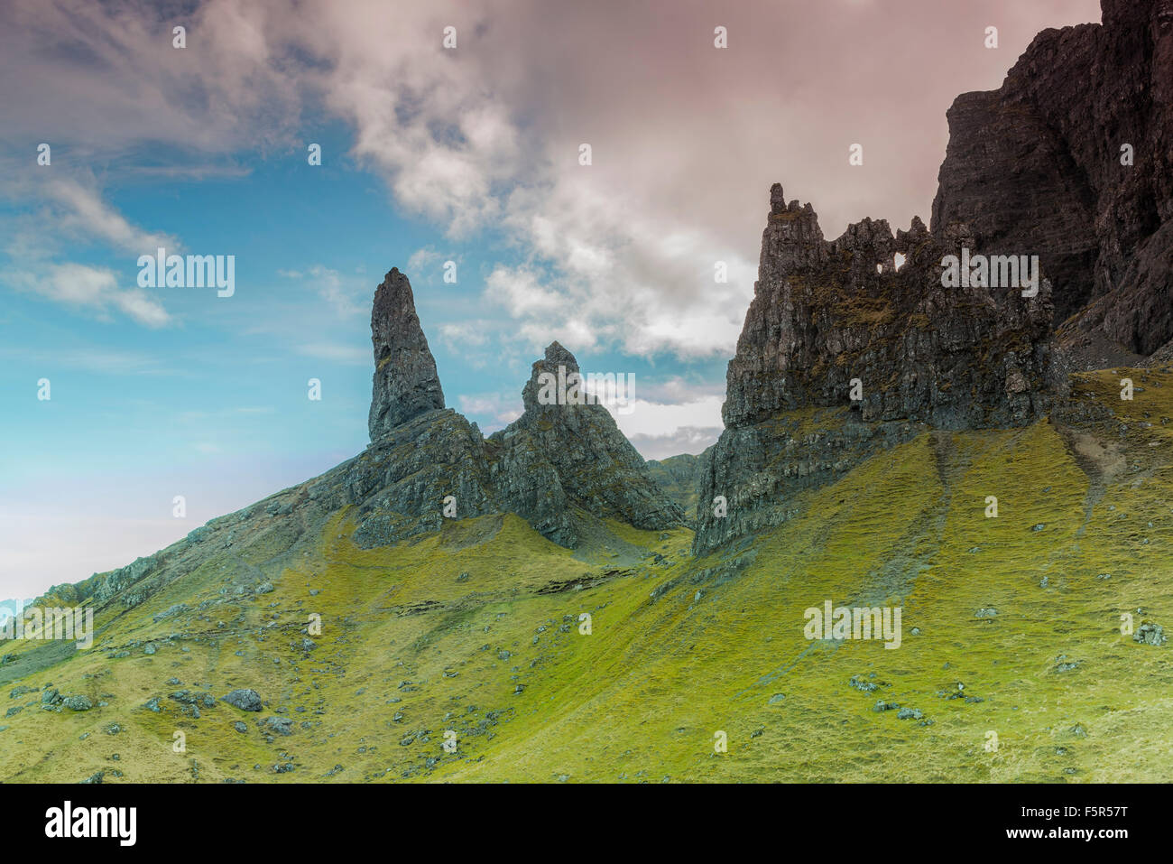 Die Storr und der Old Man of Storr Isle Of Skye Schottland Stockfoto