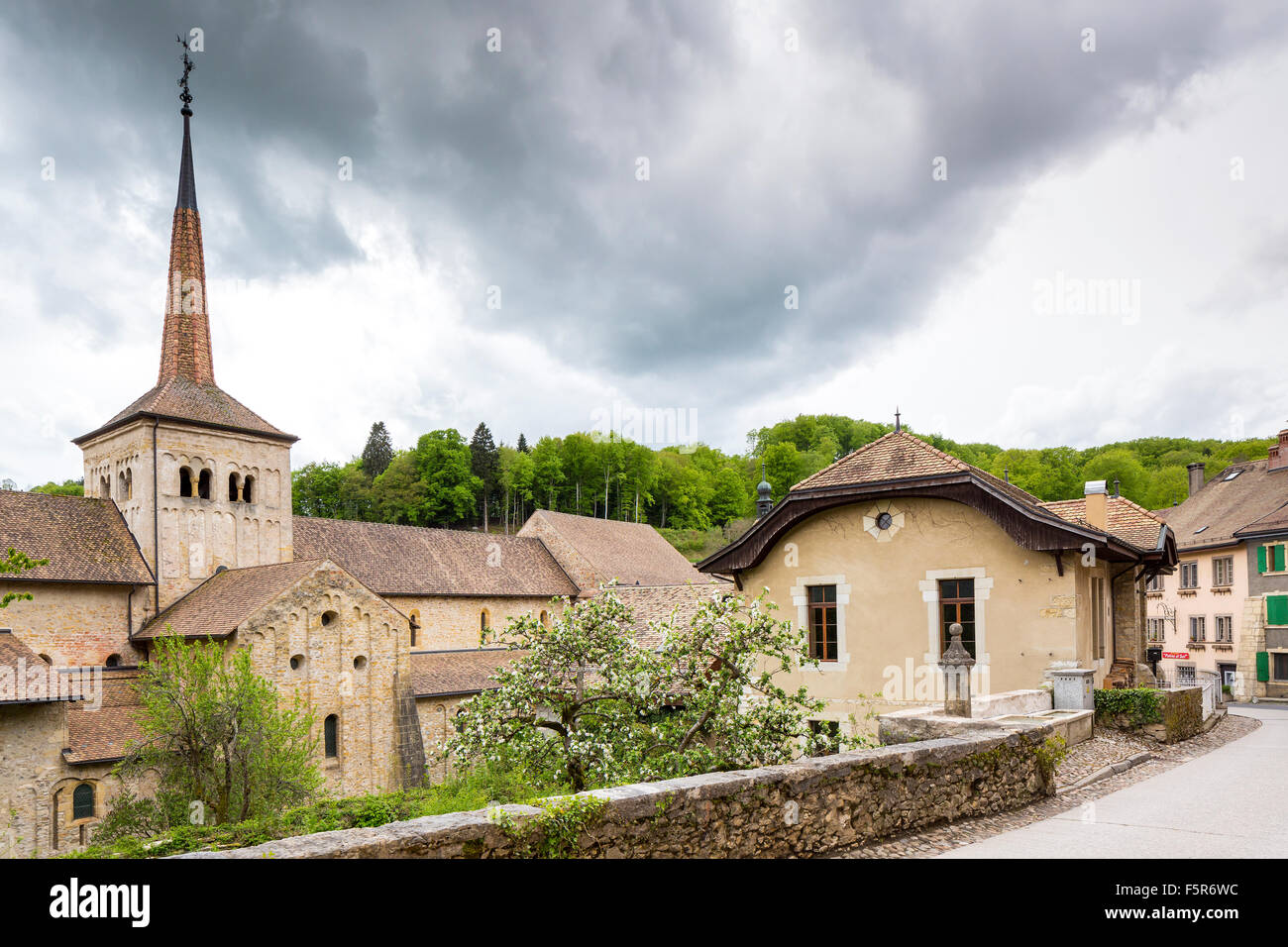 Romainmôtier Priory, Orbe, Canton de Vaud, Schweiz, Europa. Stockfoto