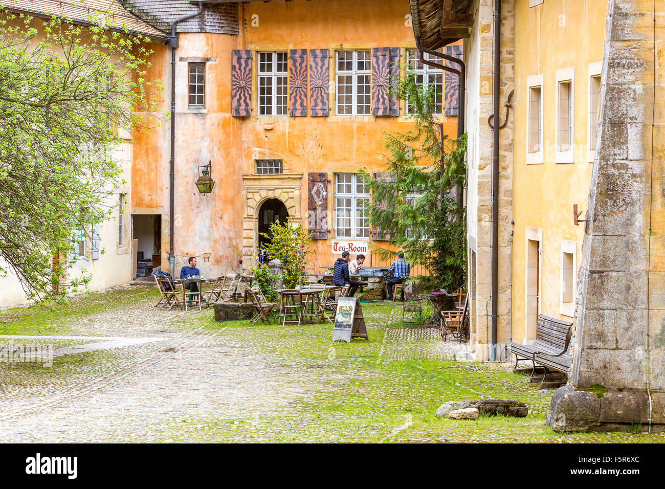 Romainmôtier Priory, Orbe, Canton de Vaud, Schweiz, Europa. Stockfoto