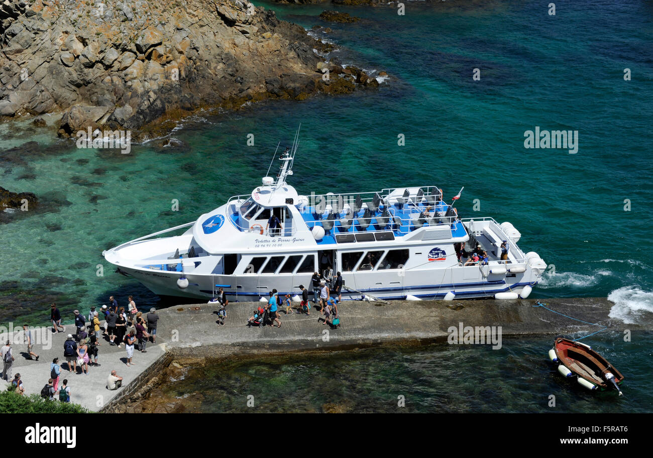 Landung, Kai, Ile Aux Moines, Sept-Iles Archipel, Perros-Guirec, Côtes-d ' Armor, Bretagne, Bretagne, Frankreich Stockfoto