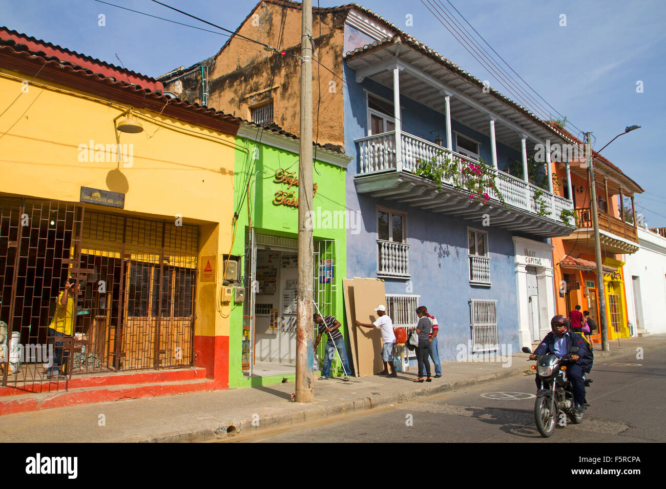 Farbenfrohe Gebäude in der Cartagena Bezirk von Getsemani Stockfoto