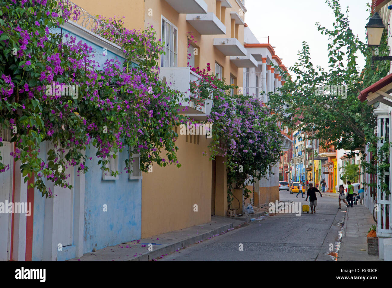 Straße in Cartagena Bezirk von Getsemani Stockfoto