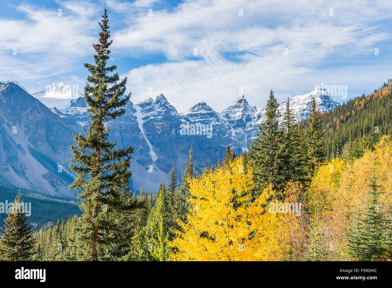 Herbst Farben, Valley of the Ten Peaks, Banff Nationalpark, Alberta, Kanada, Stockfoto