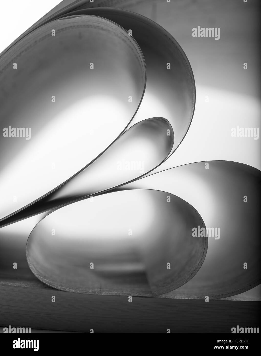 Makro-Ansicht des abstrakten Papier Kurven. B-W-Bild Stockfoto