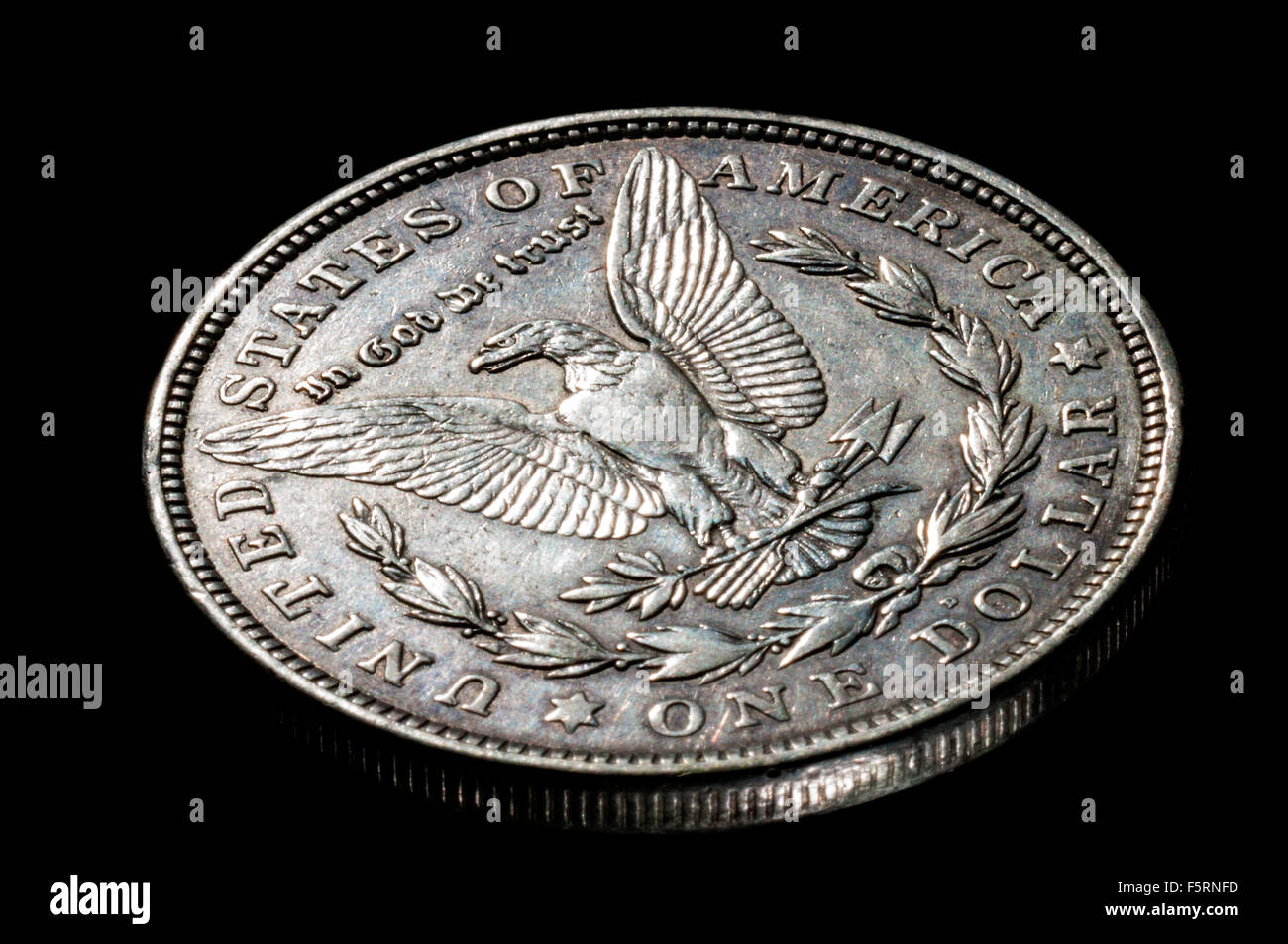 1921 American Morgan Silver Dollar-Münze in Studioumgebung Stockfoto