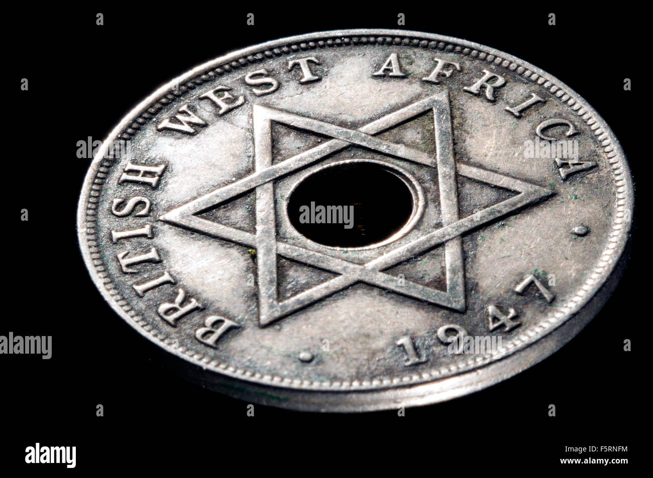 1947-West-Afrika 1 Cent Münze in Studioumgebung Stockfoto