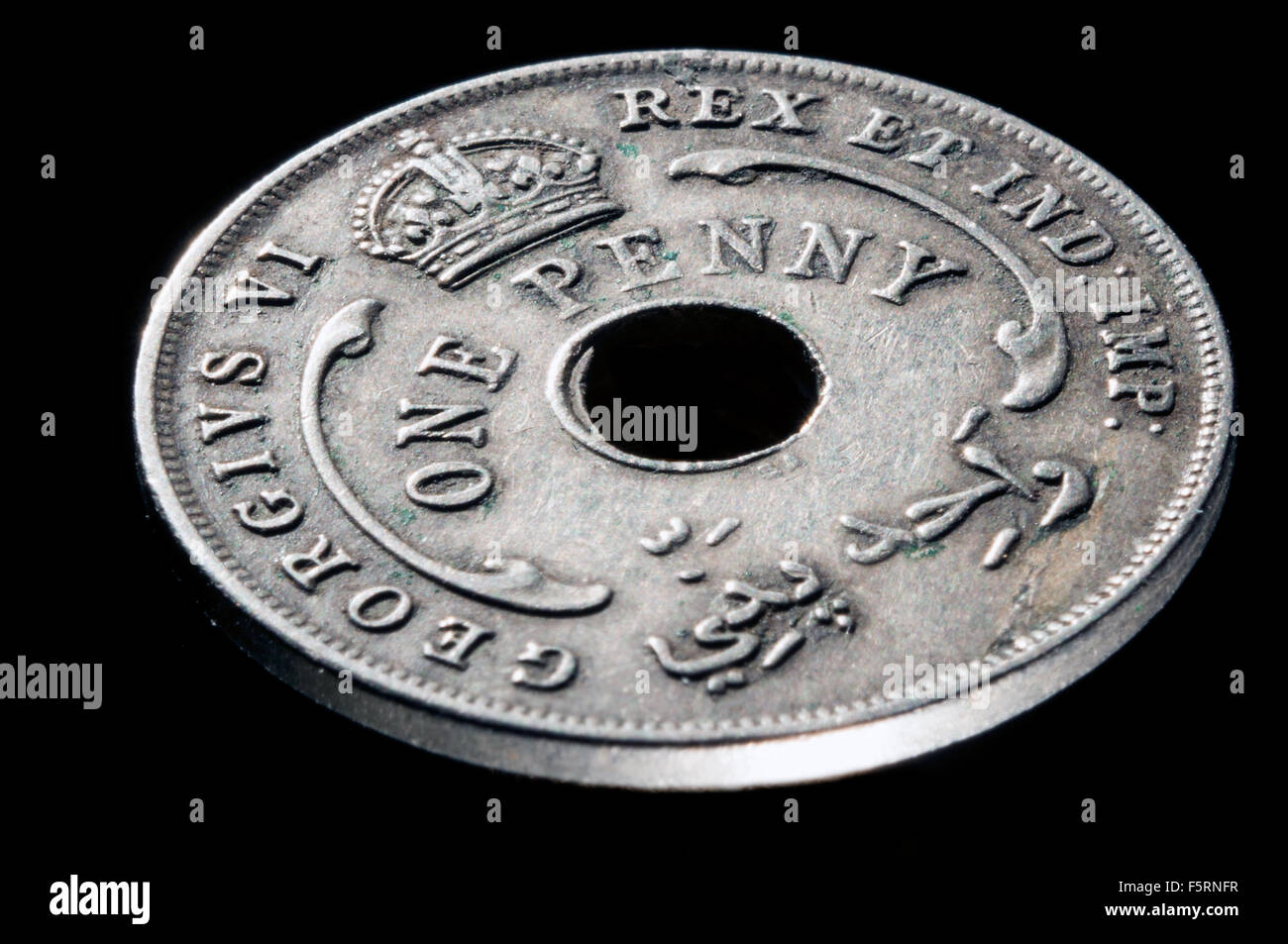 1947-West-Afrika 1 Cent Münze in Studioumgebung Stockfoto