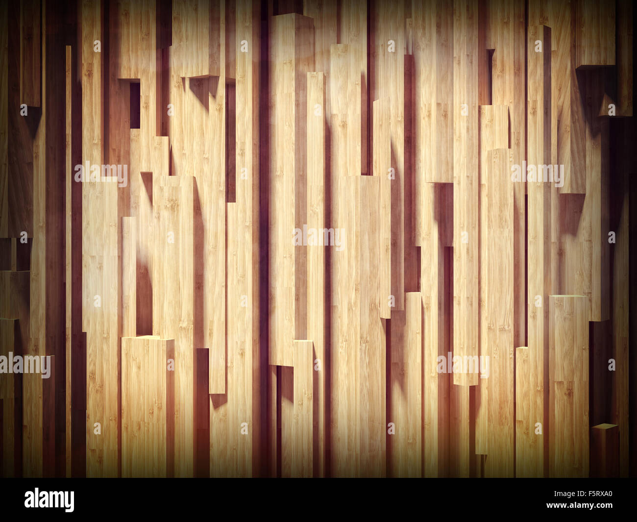 3D-Bild eines geometrischen Bambus Wand Stockfoto