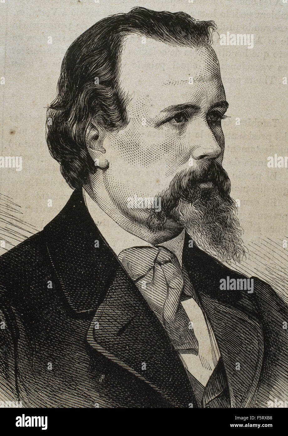 Vicente Palmaroli Gonzalez (1834-1896). Spanischer Maler. Porträt. Gravur. des 19. Jahrhunderts. Stockfoto