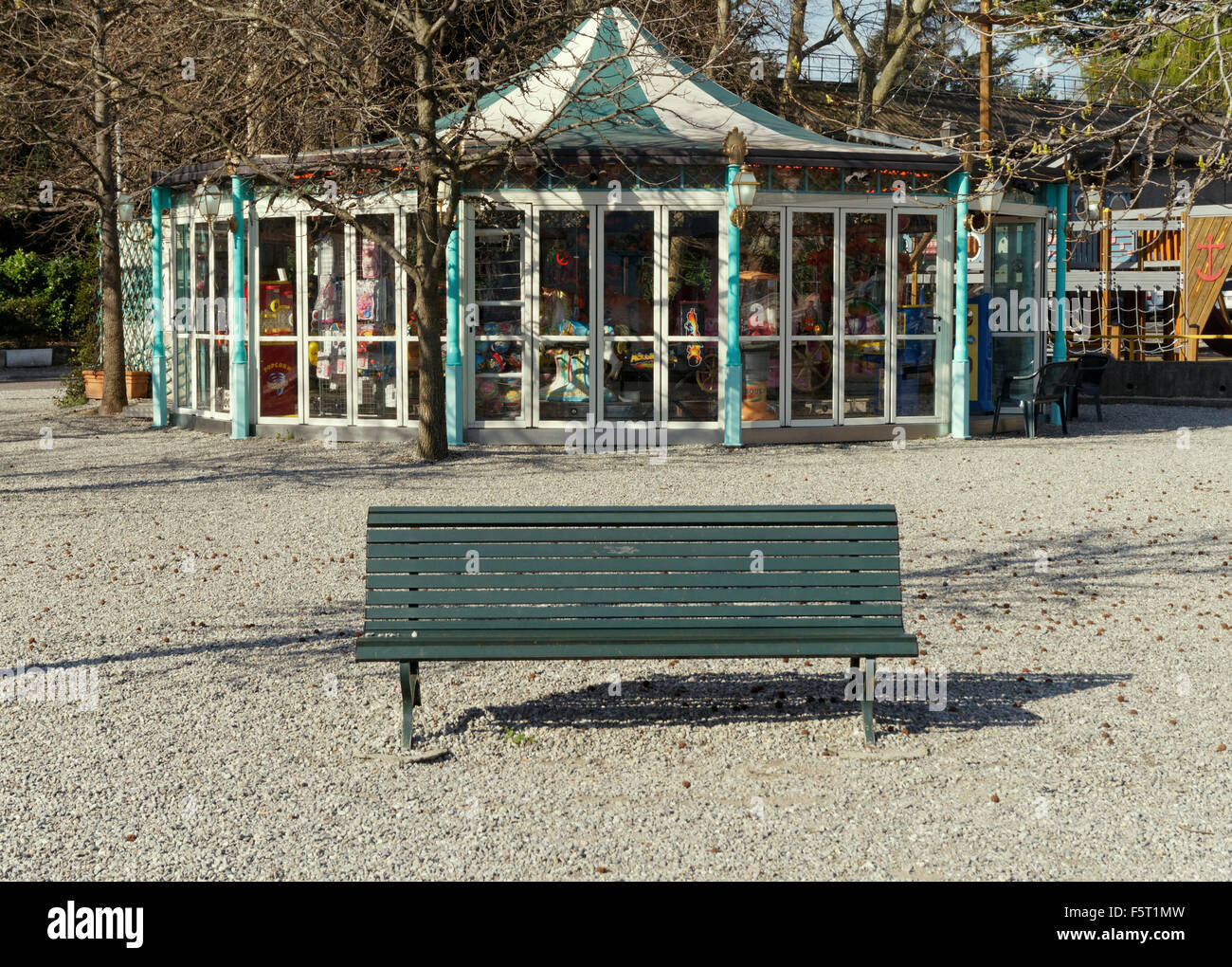 Amusement Park Bench, Italien Stockfoto