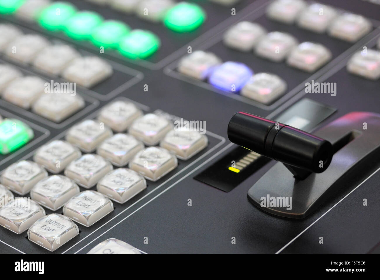 Nahaufnahme der Videoverarbeitung Konsole. Selektiven Fokus. Stockfoto