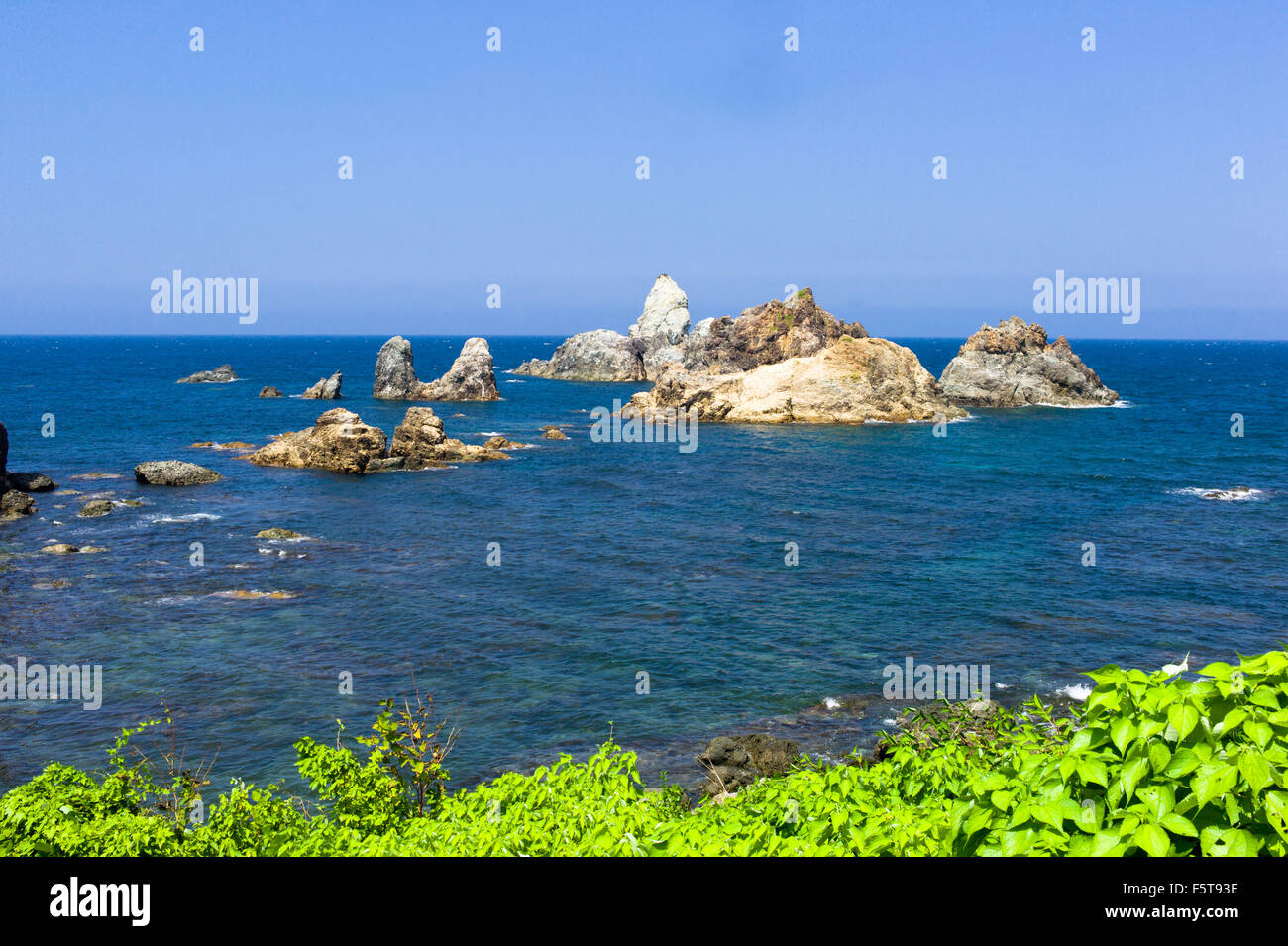 Anami Küste, Japan. In diesem Bereich sehen viele Lava und pyroklastischen Gesteine rund 20 Millionen Jahren entstanden. Stockfoto