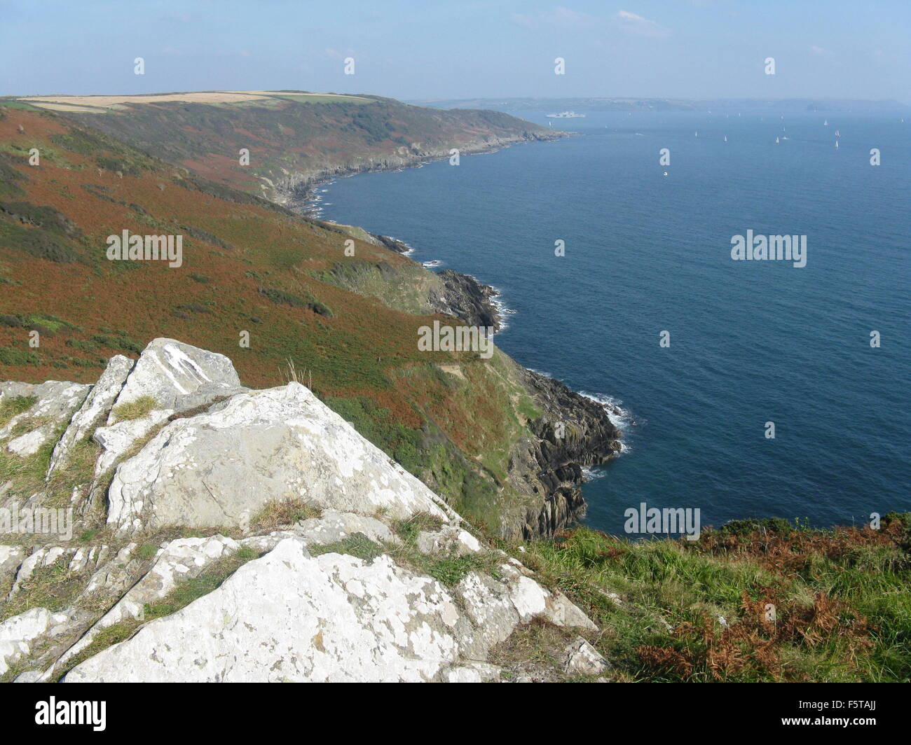 Rame Head mit Blick auf Plymouth, UK Stockfoto