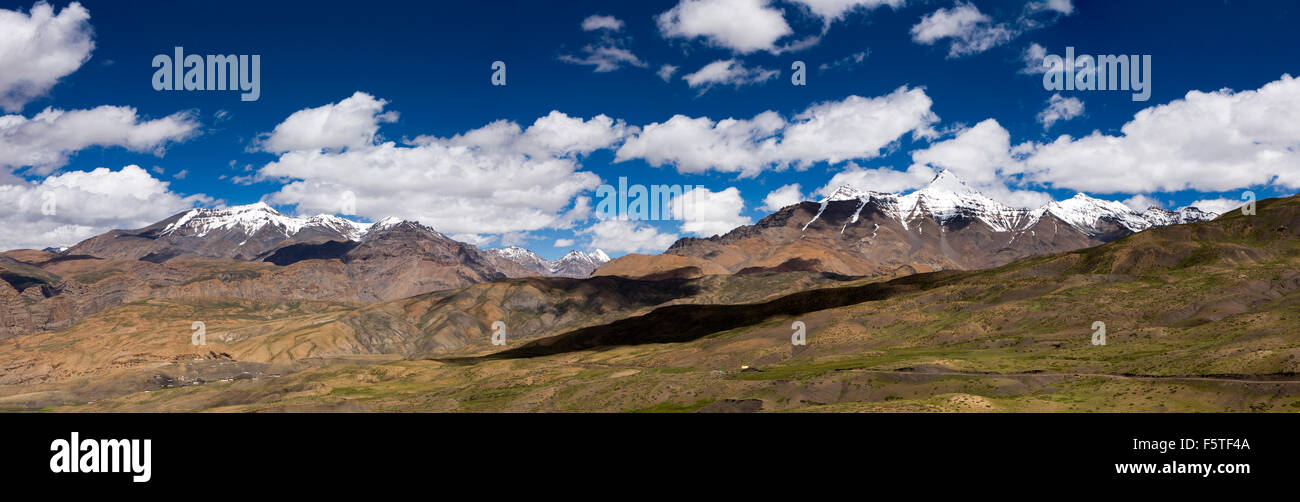 Indien, Himachal Pradesh, Spiti, Langza, schneebedeckten Berge, Panorama Stockfoto