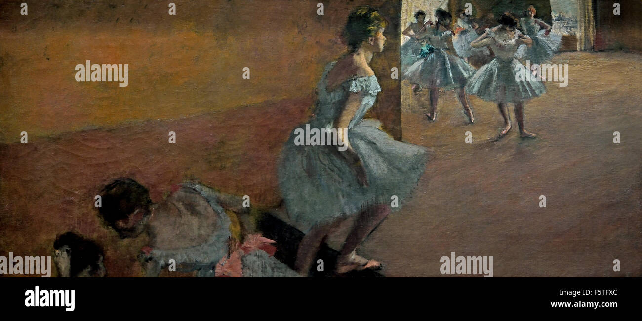 Danseuses Montant un Escalier Entre 1886-1890 Huile Sur Toile - Tänzer beim Treppensteigen 1886-1890 Edgar Degas 1834-1917 Frankreich Französisch Stockfoto