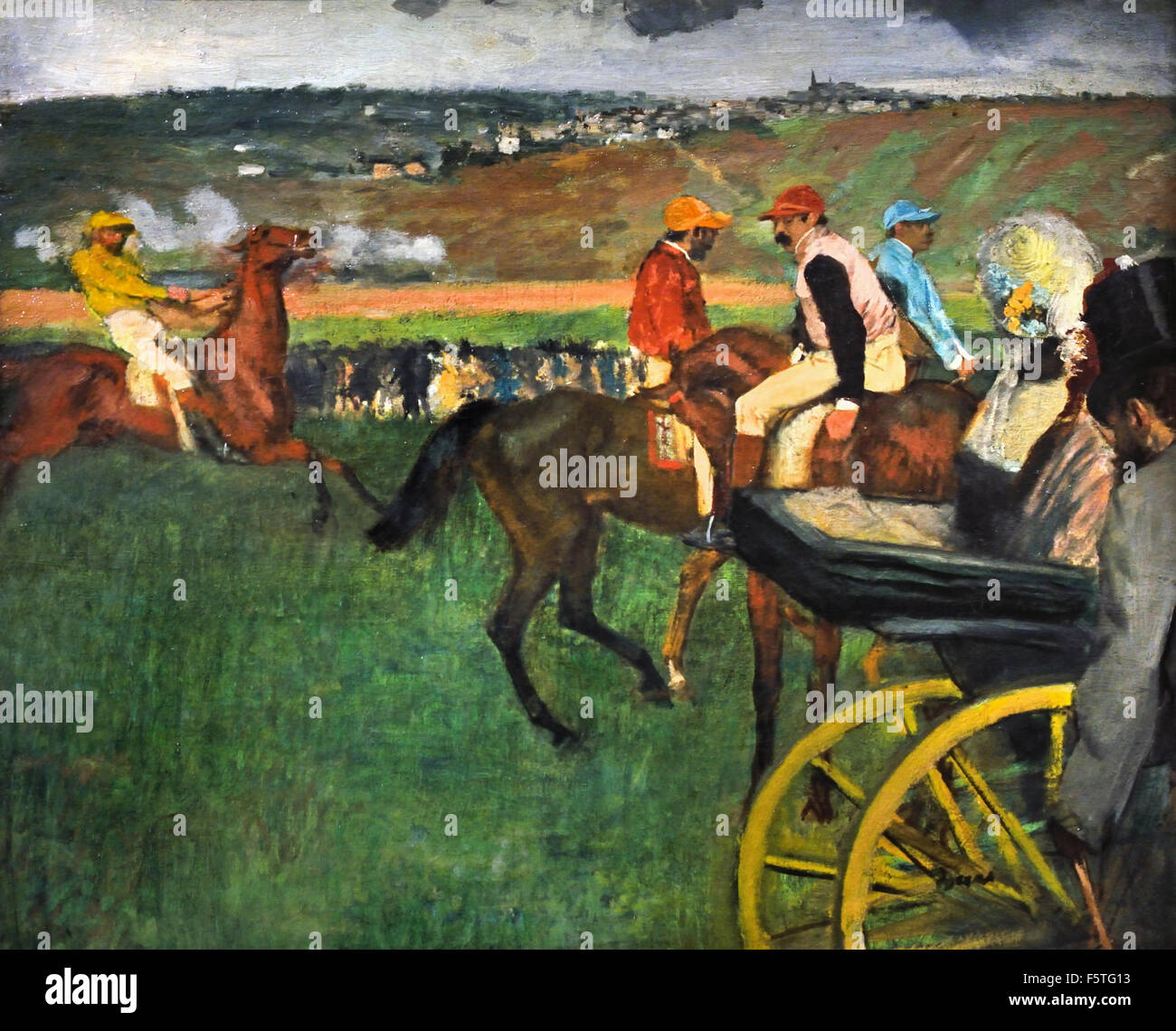 Die Rennstrecke Jockeys in der Nähe von einer Kutsche 1887 Edgar Degas 1834-1917 Frankreich Französisch Stockfoto