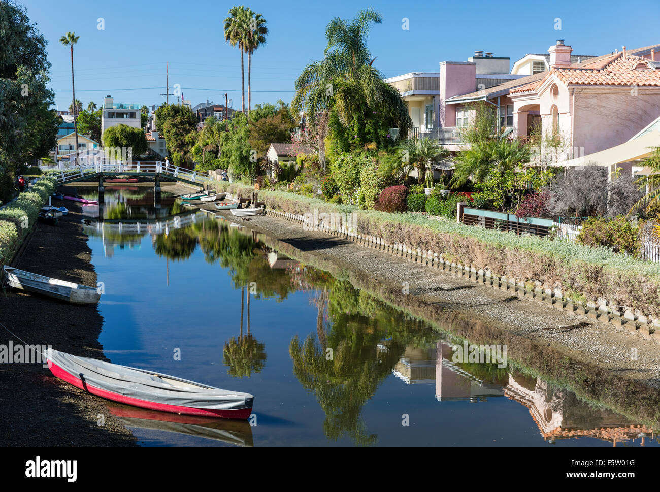 Sherman Kanal, einer der berühmten Kanäle von Venedig (Los Angeles), Kalifornien, USA Stockfoto