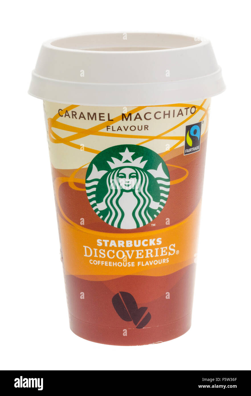 Entdeckungen von Starbucks Kaffee zum mitnehmen Stockfoto