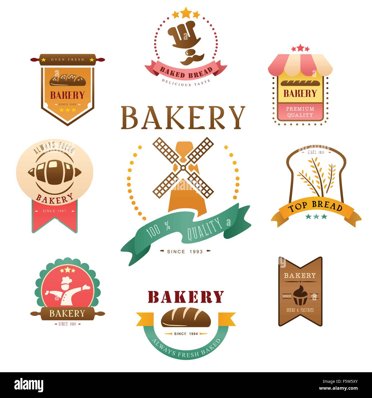 Eine Vektor-Illustration von Bäckerei-Label-design Stock Vektor