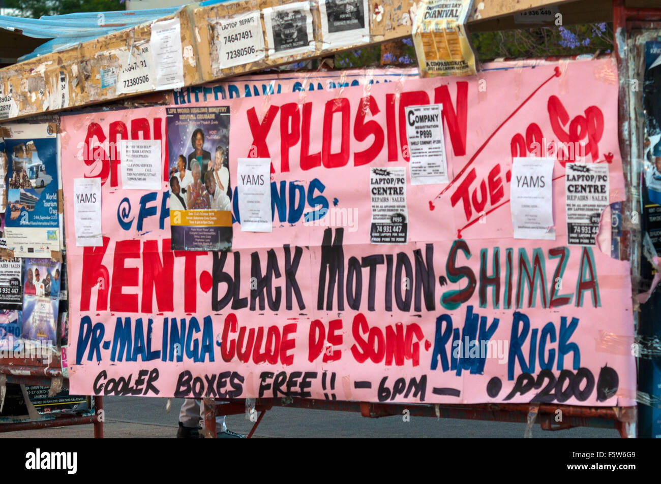 Musik Konzert Veranstaltung Werbeplakat, Gaborone, Botsuana Stockfoto