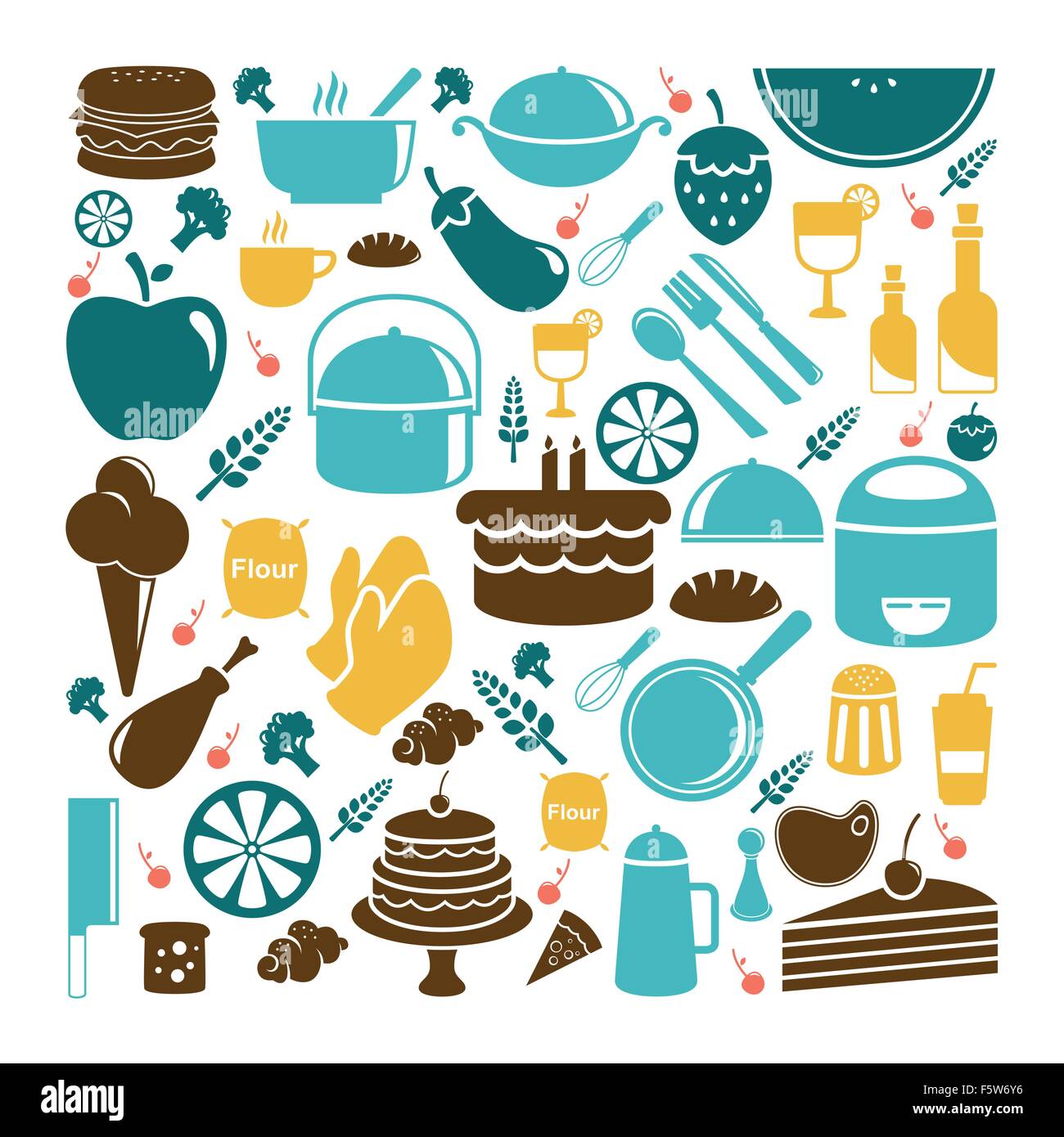 Eine Vektor-Illustration von Essen-Icon-sets Stock Vektor