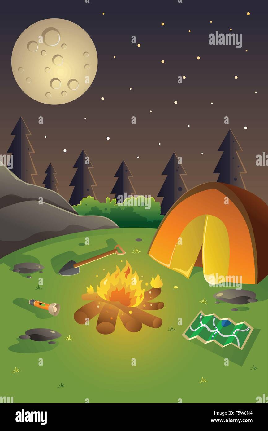 Eine Vektor-Illustration der Jugend Sommer camp Plakatgestaltung mit Exemplar Stock Vektor