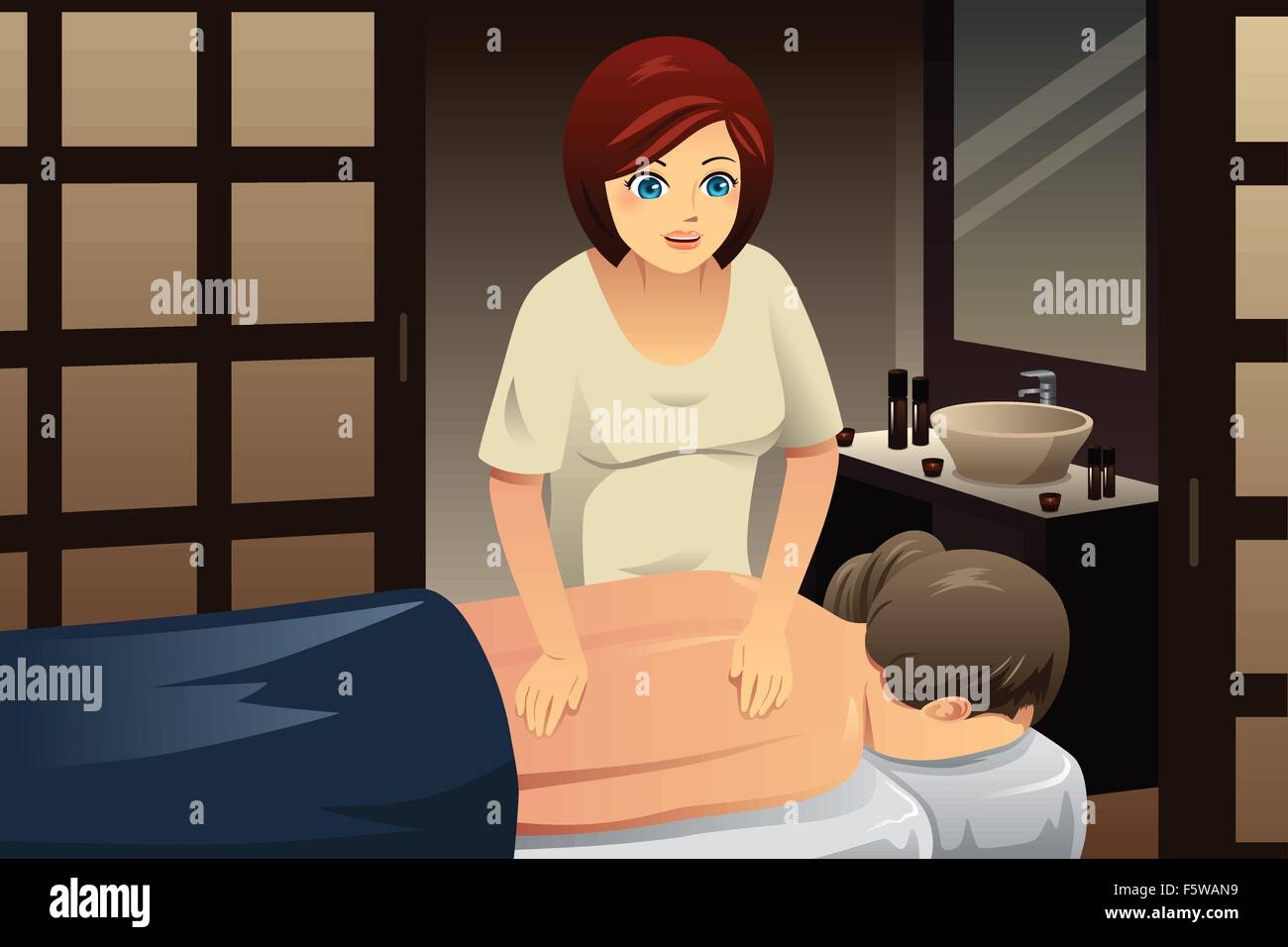 Eine Vektor-Illustration von Frau Massage im Spa genießen Stock Vektor