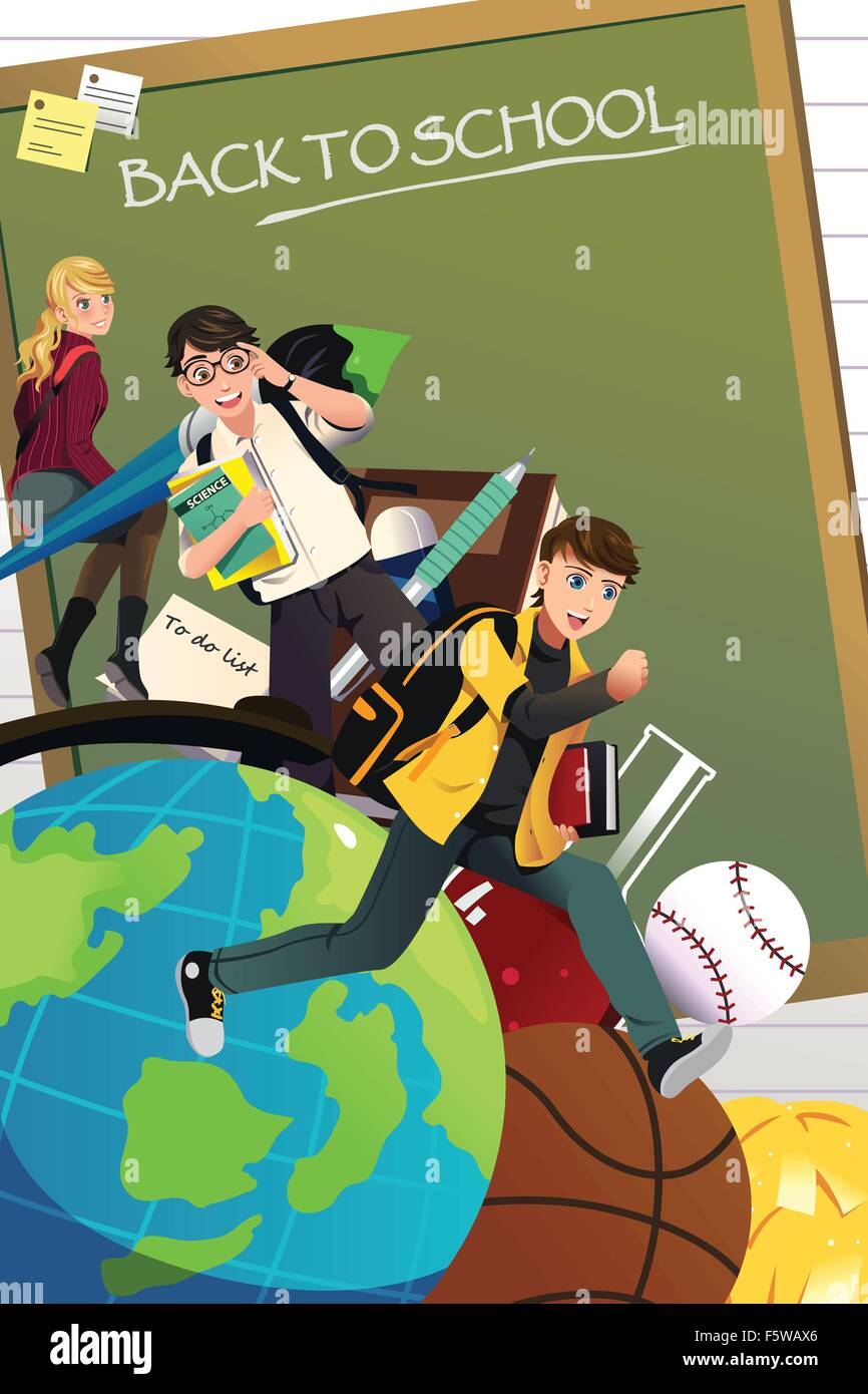 Eine Vektor-Illustration von Back to School Hintergrund mit Exemplar Stock Vektor