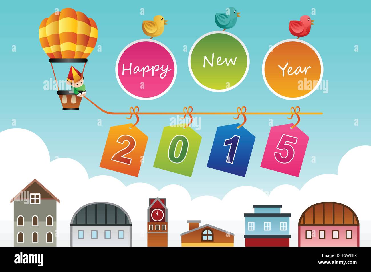 Eine Vektor-Illustration Neujahr 2015 Zeichens mit dem Exemplar Stock Vektor