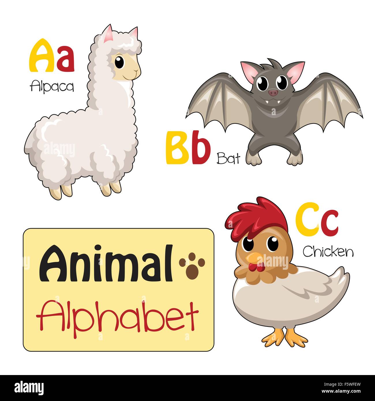 Eine Vektor-Illustration von Alphabet Tiere von A bis C Stock Vektor
