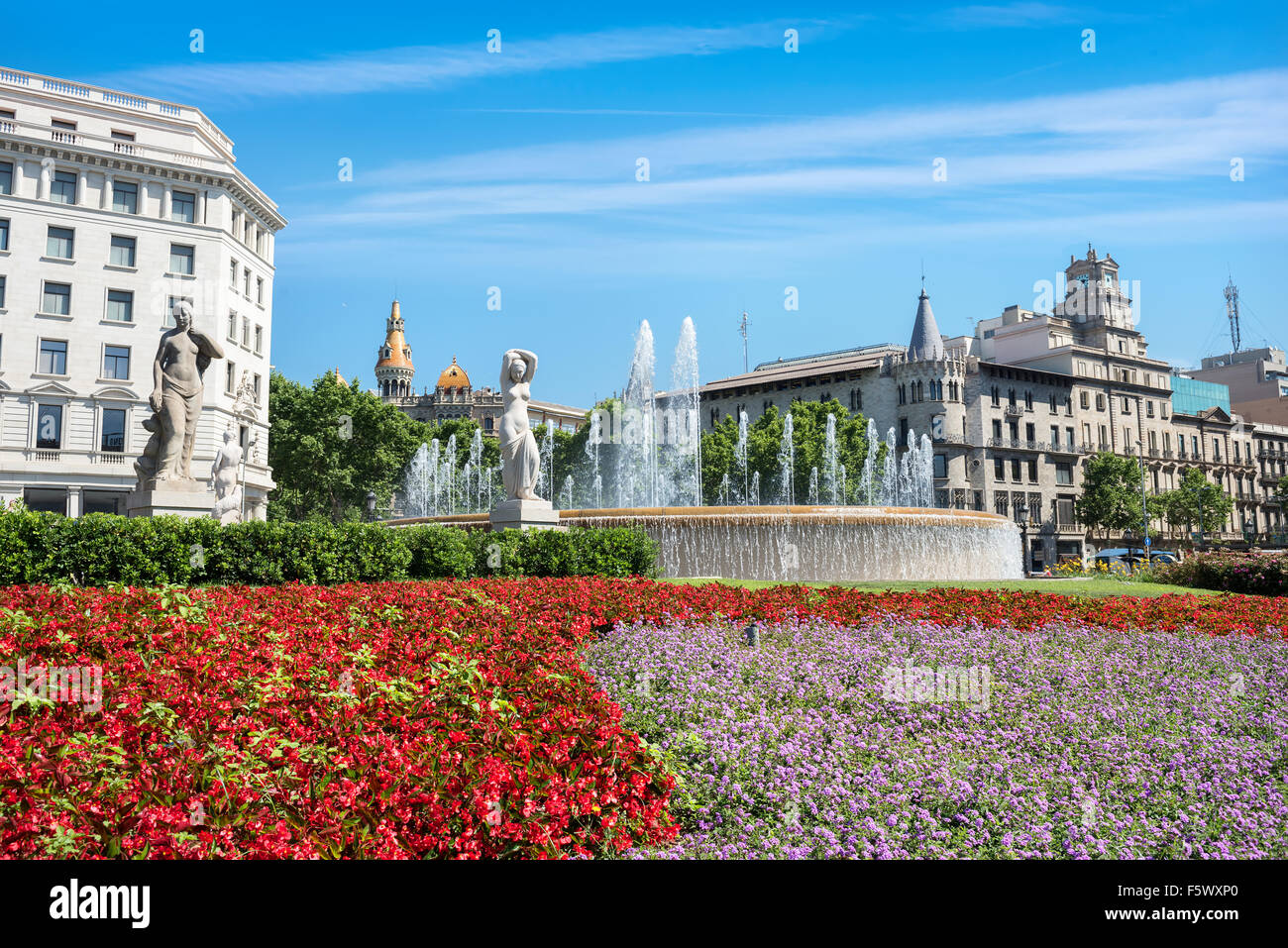 Plaça Catalunya. Barcelona, Spanien Stockfoto