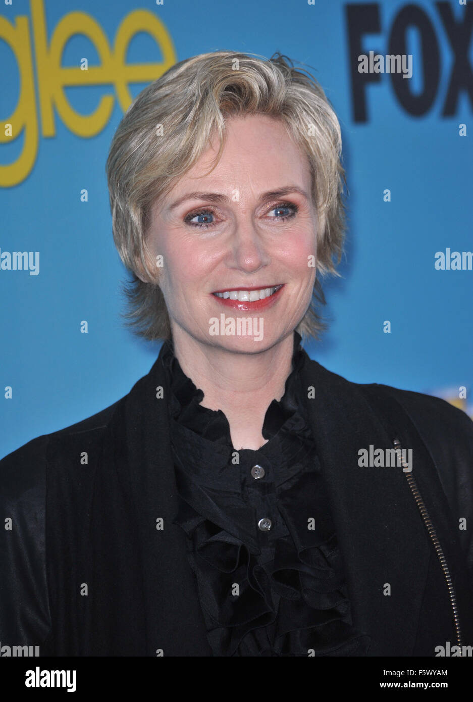LOS ANGELES, CA - 12. April 2010: Jane Lynch an der Spring-Serie "Glee" premiere Party im Chateau Marmont, West Hollywood. Stockfoto