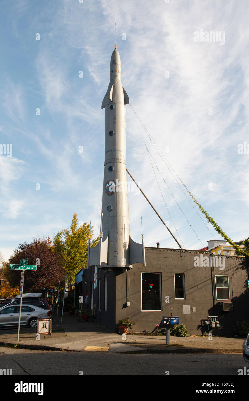 Die legendären Rakete an einer Straßenecke in Fremont, Seattle, USA Nordamerika Stockfoto