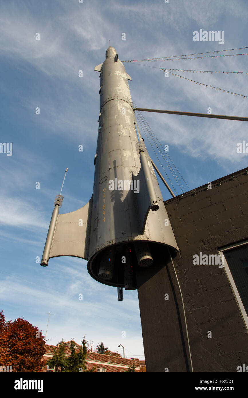 Die legendären Rakete an einer Straßenecke in Fremont, Seattle, USA Nordamerika Stockfoto