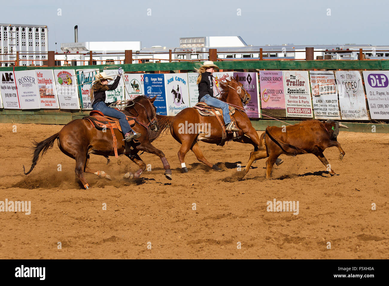 Jugend konkurrieren in einem NSRA Jugend Rodeo in Lincoln, Kalifornien Stockfoto