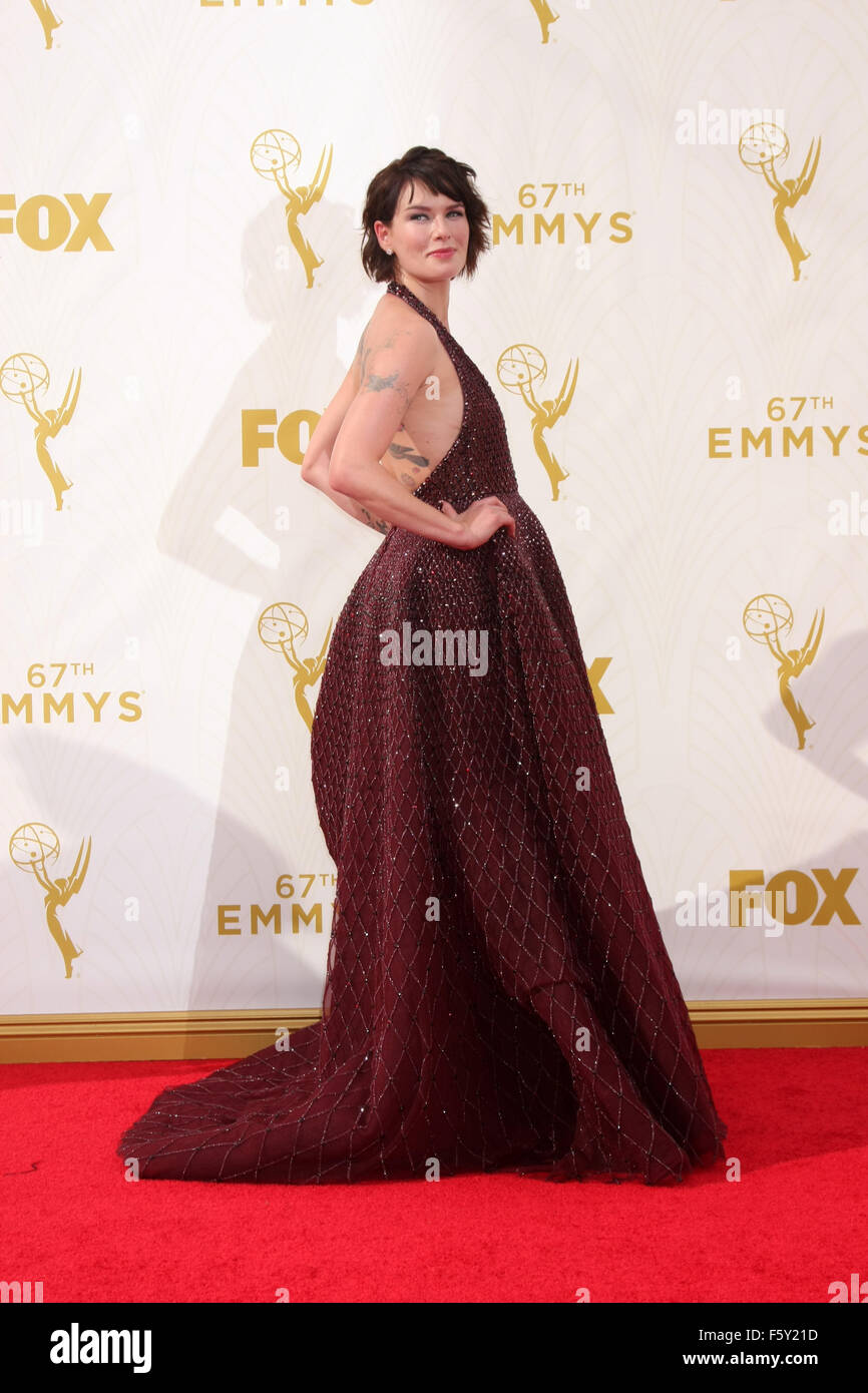 67. Primetime Emmy Awards Ankünfte mit: Lena Headey wo: Los Angeles, California, Vereinigte Staaten von Amerika bei: 21 Sep 2015 Stockfoto