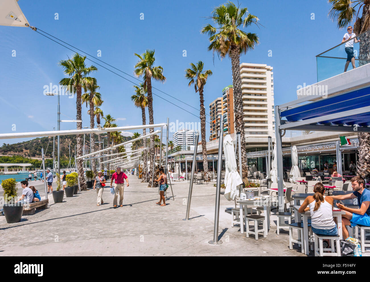 Muelle Uno, Hafen von Malaga, Malaga, Andalusien, Spanien. Stockfoto