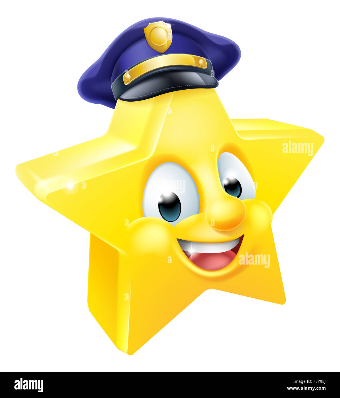 Cartoon Sterne Polizei Person Emoji Emoticons Maskottchen Stockfoto
