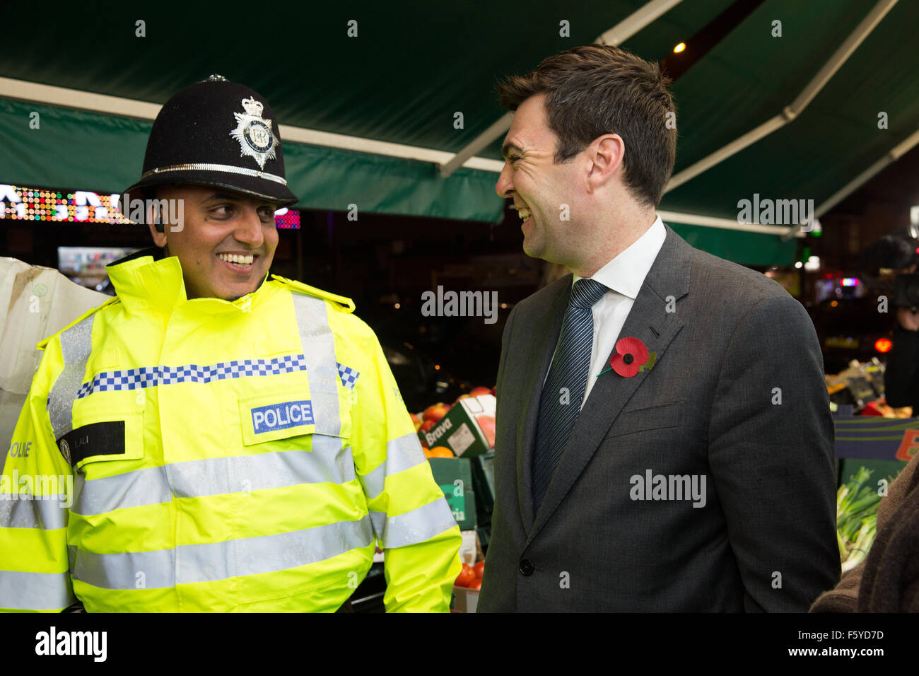 Labour Schatten Home Secretary Andy Burnham besuchen Birmingham, seine Ansichten über Policing im Vereinigten Königreich zu geben. Stockfoto