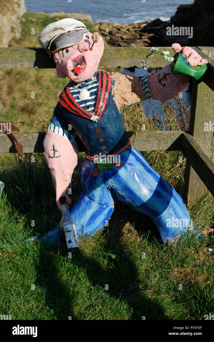 Popeye-Skulptur an der Nordsee bei Seaton Schleuse. Stockfoto