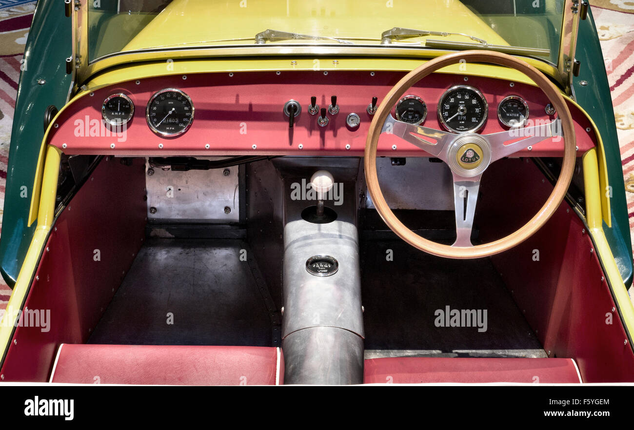 1961 Lotus Seven Interieur und Armaturenbrett Stockfoto