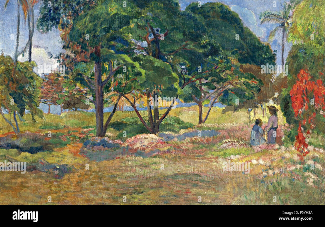 Paul Gauguin - Paysage Aux Trois Arbres Stockfoto