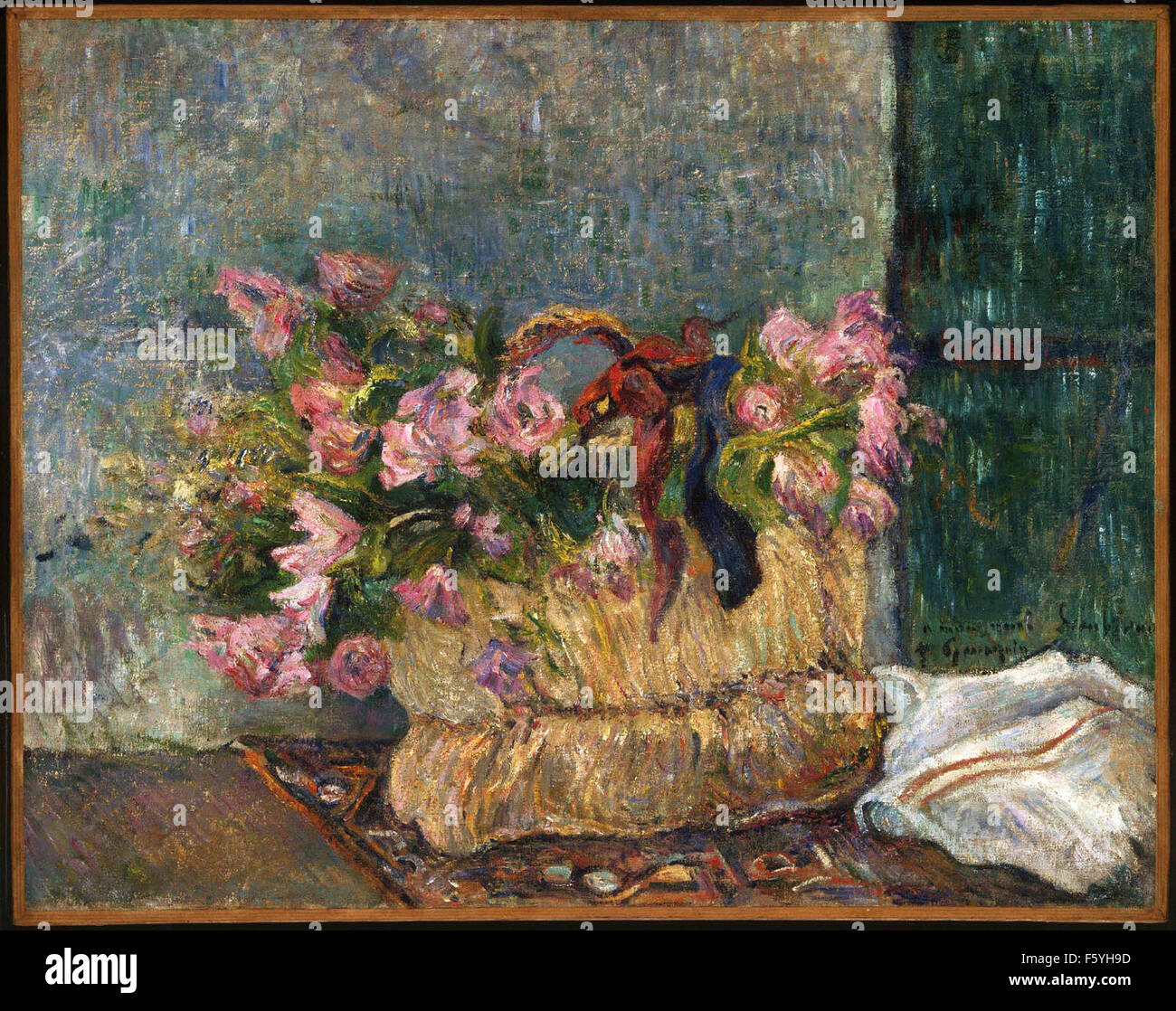 Paul Gauguin - Stillleben mit Moos Rosen in einem Korb Stockfoto