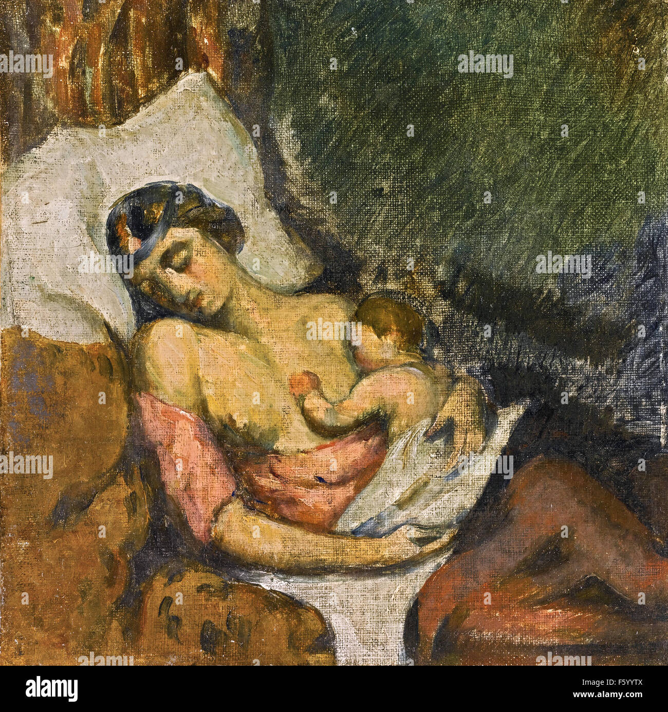 Paul Cézanne - Femme Allaitant Sohn enfant Stockfoto