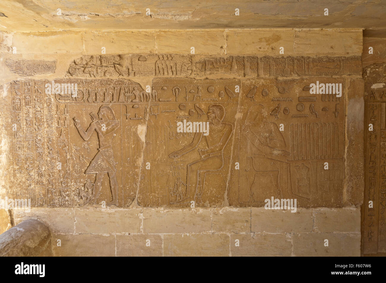 Alten Reiches Gruftkapelle in der Nähe von Unas Causeway in der Nekropole von Sakkara auch bekannt als Sakkara Ägypten rekonstruiert Stockfoto