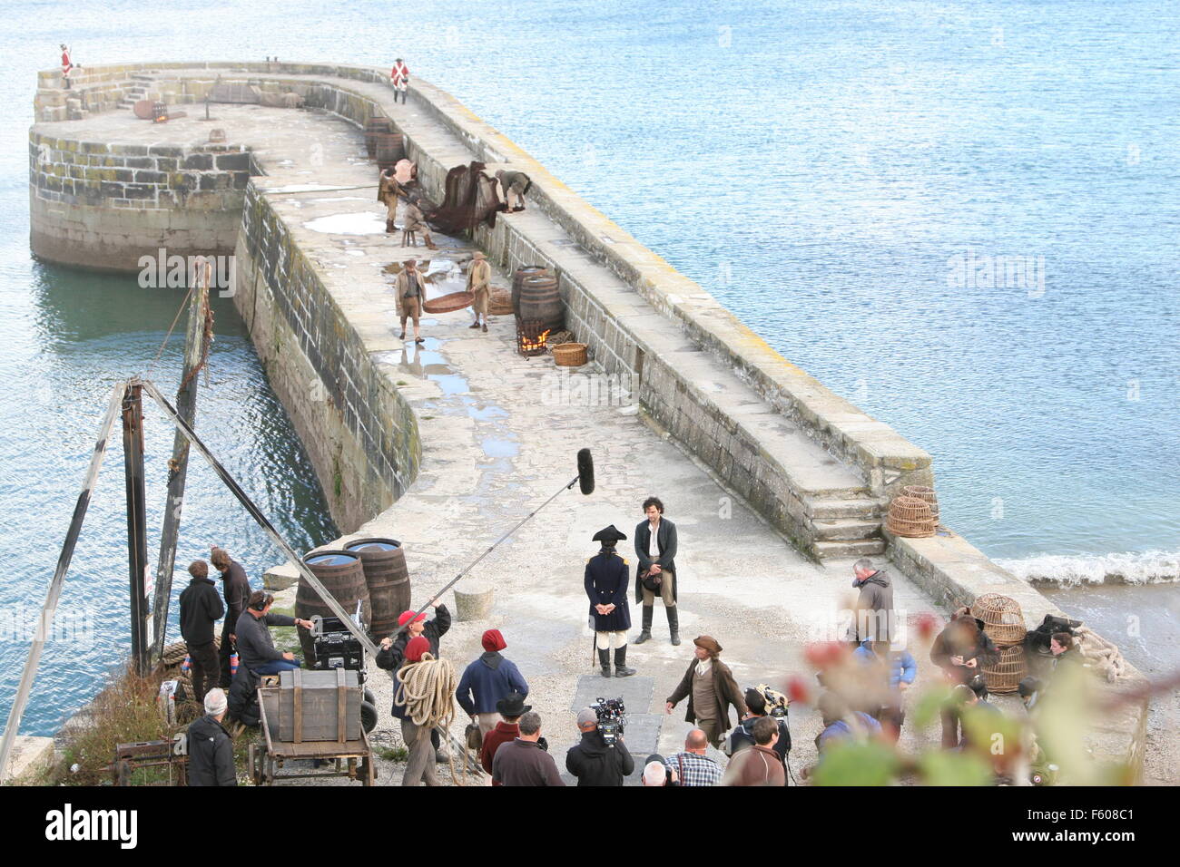 Britische Drama-Fernsehserie Poldark gefilmt in Charlestown Cornwall mit: Aidan Turner wo: Cornwall, Vereinigtes Königreich bei: 22 Sep 2015 Stockfoto
