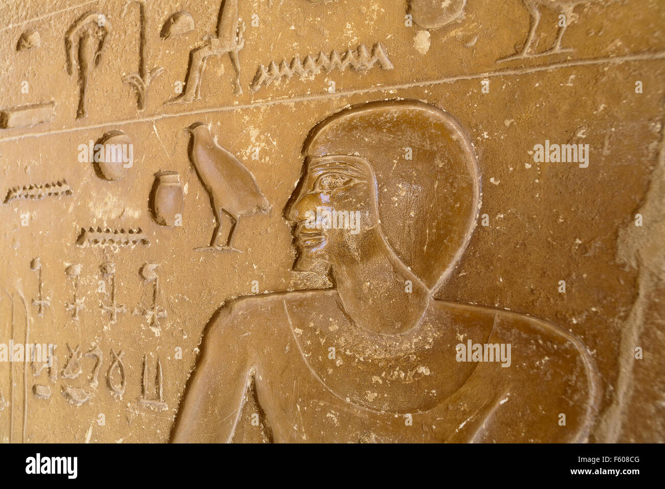 Alten Reiches Gruftkapelle in der Nähe von Unas Causeway in der Nekropole von Sakkara auch bekannt als Sakkara Ägypten rekonstruiert Stockfoto