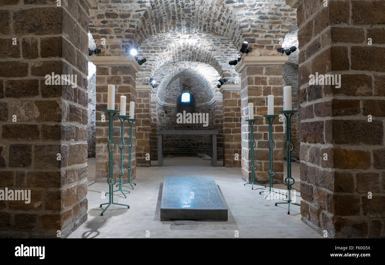 Die Krypta in der St. Nikolaus Kirche, Messines, Belgien. Als ein deutsches Hauptquartier verwendet während der Schlacht von Messines im 1. Weltkrieg. Stockfoto