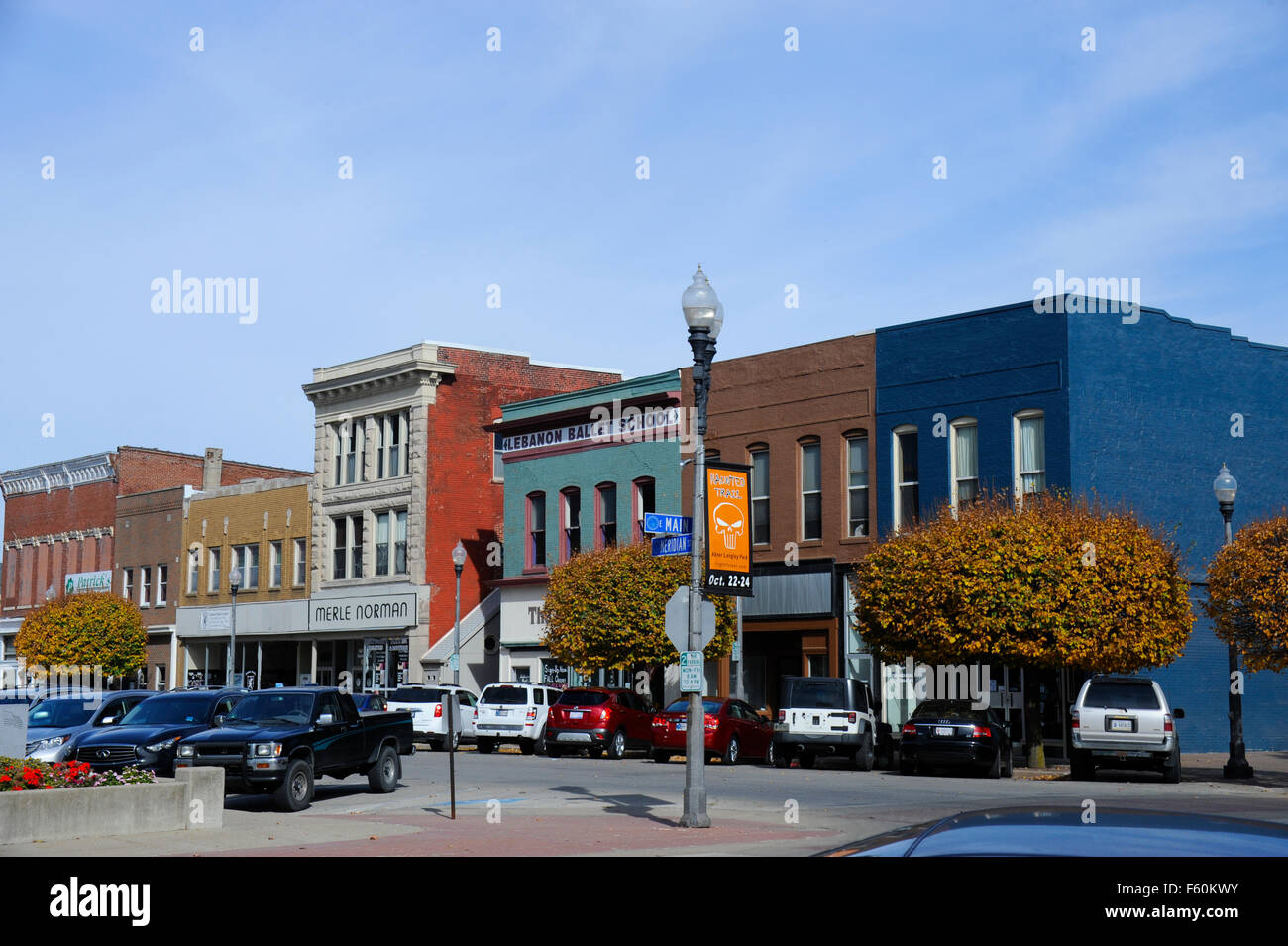 Hauptstraße der kleinen Stadt. Libanon, Indiana Stockfoto